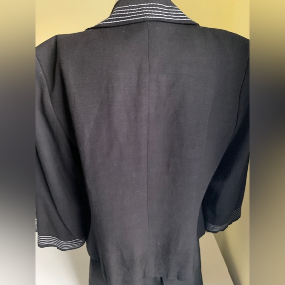 Zara black rayon blend short blazer jacket 3/4 sleeves collar two pockets US 10 - Picture 8 of 15